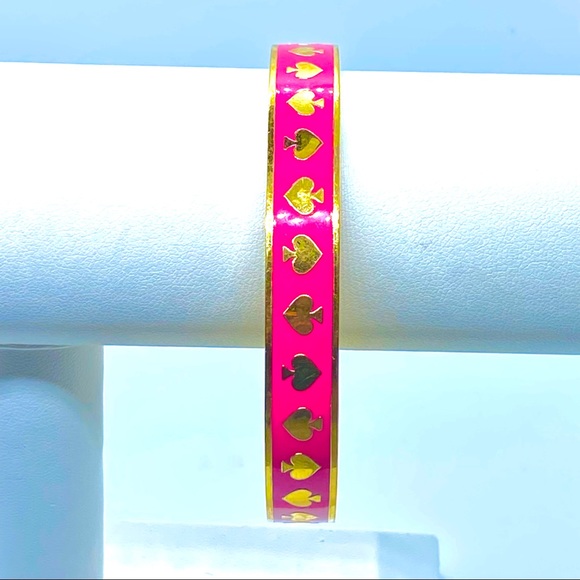 Kate Spade Pink and Gold Spade Bangle Bracelet